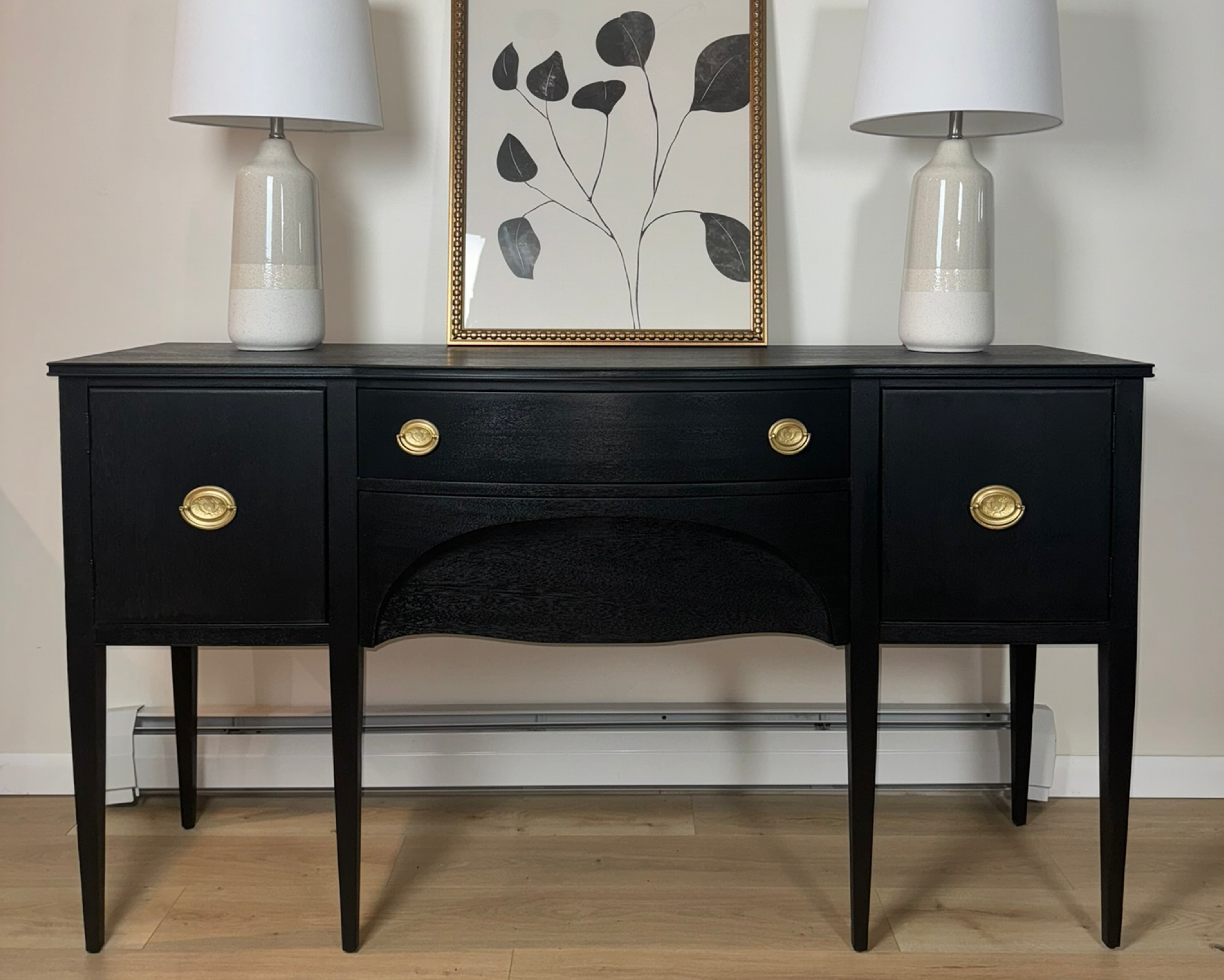 Hepplewhite Buffet, Traditional Sideboard, Modern Credenza, Black Finish